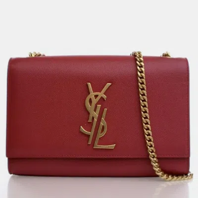 Pre-owned Saint Laurent Small Calfskin Kate Bag In Red