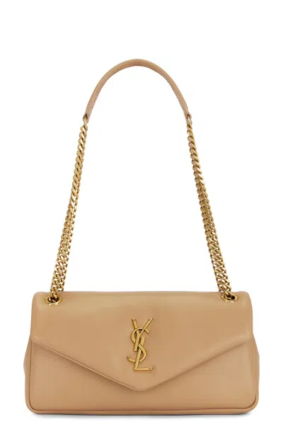 Saint Laurent Small Calypso Chain Bag In Dark Toffee