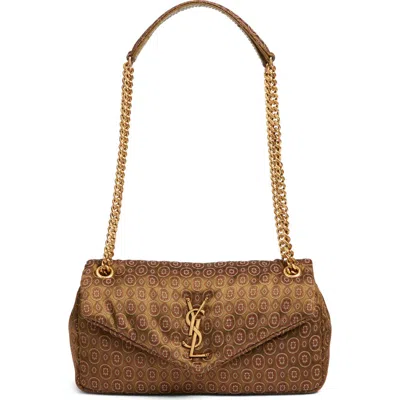 Saint Laurent Small Calypso Jacquard Shoulder Bag In Brown