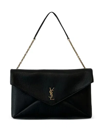 Saint Laurent Small Cassandra Logo-plaque Shoulder Bag In Black