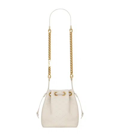 Saint Laurent Small Cassandre Bucket Bag In White
