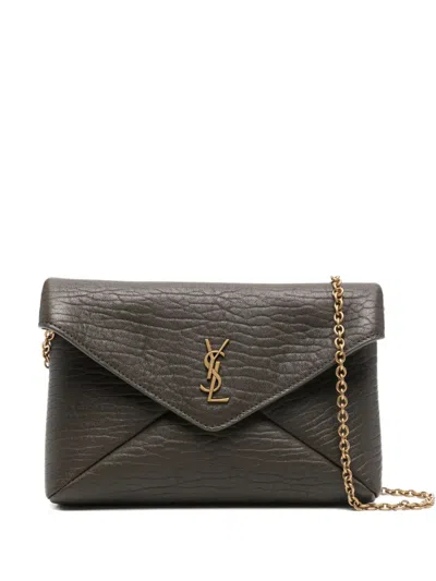 Saint Laurent Small Cassandre Chain Mini Bag In Brown