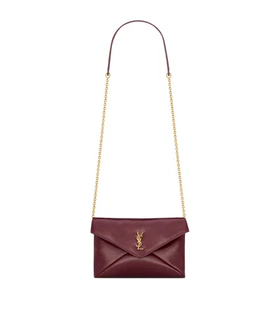 Saint Laurent Small Cassandre Chain Pouch In Red