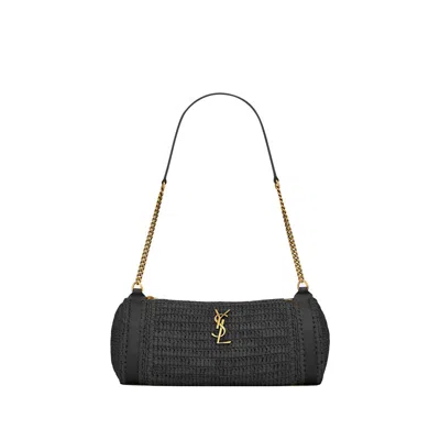 Saint Laurent Small Cassandre Cylindric Bag In Black