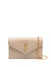 Saint Laurent Small Cassandre Envelope Leather Clutch Bag In Nude