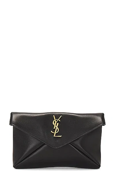 Saint Laurent Small Cassandre Envelope Pouch In Black