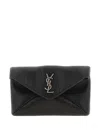 Saint Laurent Small Cassandre Envelope Snap-button Clutch Bag In Black