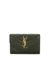 Saint Laurent Small Cassandre Envelope Wallet In Brown