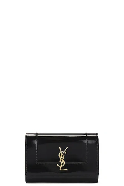 Saint Laurent Small Cassandre Envelope Wallet In Noir