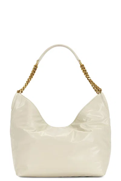 Saint Laurent Small Cassandre Hobo Bag In Neutral