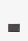 Saint Laurent Small Cassandre Leather Cardholder In Black