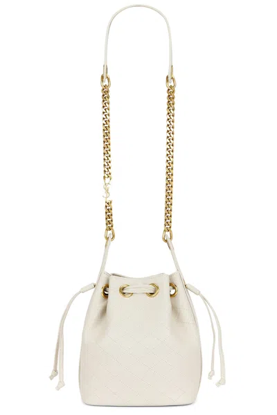 Saint Laurent Small Cassandre Quilted Bucket Bag In Sand