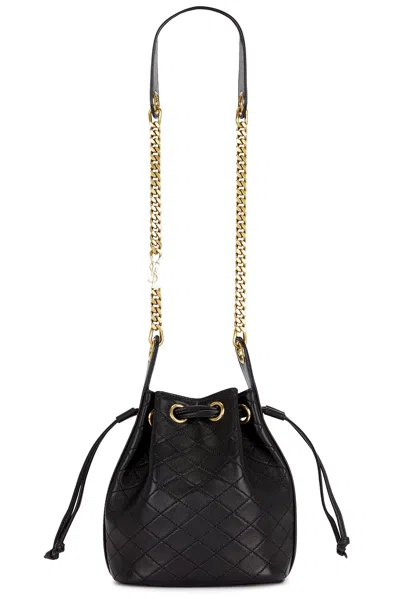 Saint Laurent Small Cassandre Quilted Bucket Bag In Black