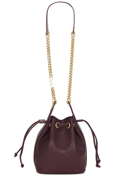 Saint Laurent Small Cassandre Quilted Bucket Bag In Burgundy