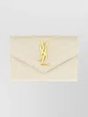 Saint Laurent Small Chevron Envelope Wallet In Neutral