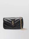 Saint Laurent Small Chevron Quilted Lambskin Bag In Black