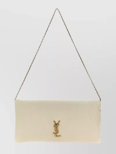 Saint Laurent Small Clutch With Chain Strap And Textured Finish In Gold