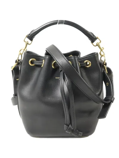 Pre-owned Saint Laurent Small Emmanuelle Drawstring Bucket Bag In Black