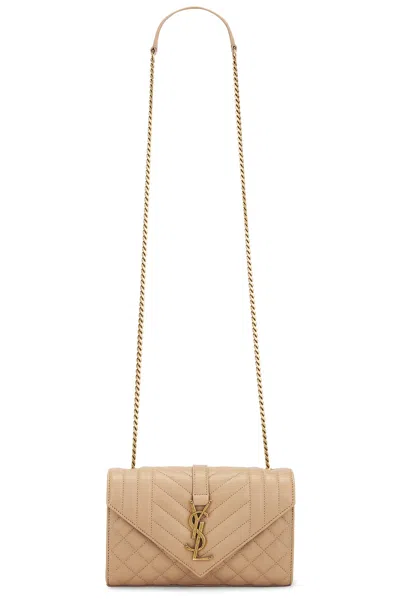 Saint Laurent Small Envelope Shoulder Bag In Neutrals