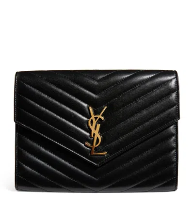 Saint Laurent Small Envelope Clutch Bag In Black