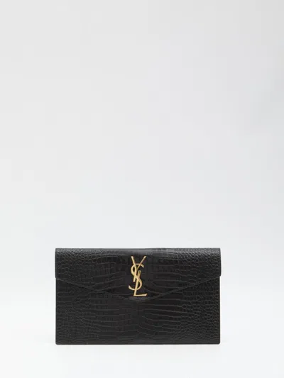 Saint Laurent Small Envelope Pouch In Black