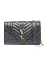 Saint Laurent Small Envelope Quilted Shoulder Bag In Black