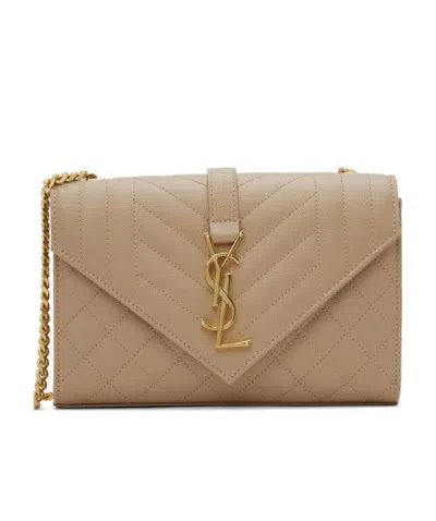 Saint Laurent Small Envelope Shoulder Bag In Green