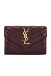 Saint Laurent Small Envelope Wallet In Burgundy