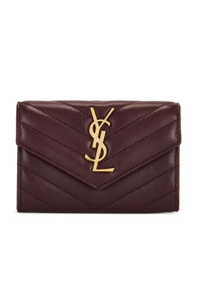 Saint Laurent Small Envelope Wallet In Burgundy