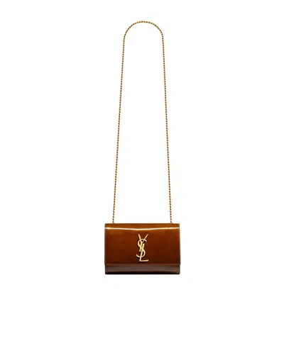 Saint Laurent Small Flip Shoulder Bag In Brown
