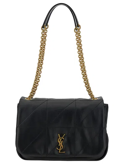 Saint Laurent 'small Jamie 4.3' Black Crossbody Bag With Cassandre Detail In Quilted Leather Woman
