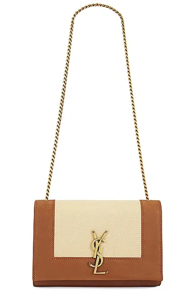 Saint Laurent Small Kate Chain Bag In Naturel & Brick