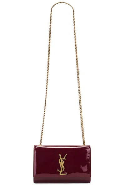 Saint Laurent Small Leather Kate Cross-body Bag In Red Grenat