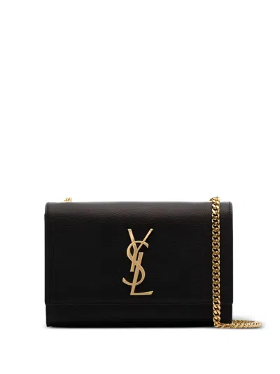 Saint Laurent Kate Small Embossed-leather Shoulder Bag In Black