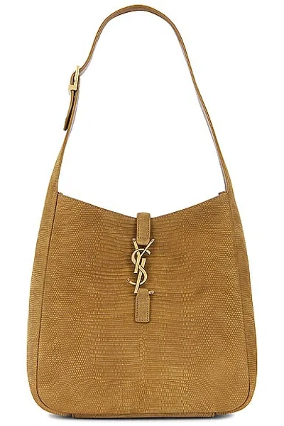 Saint Laurent Small Le 5 A 7 Supple Hobo Bag In Dark Pistachio