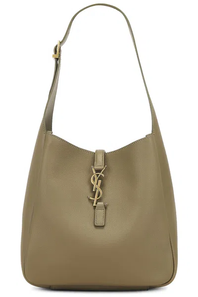Saint Laurent Small Le 5 A 7 Supple Hobo Bag In Strong Moss