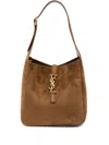 Saint Laurent Small Le 5 À 7 Supple Logo-plaque Suede Shoulder Bag In Brown