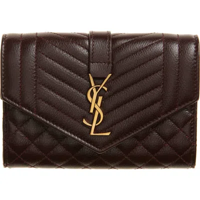 Saint Laurent Small Leather Envelope Wallet In Brown