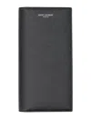 Saint Laurent Logo Continental Wallet Textured Finish In Black