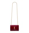 Saint Laurent Kate Logo Plaque Small Shoulder Bag In Red