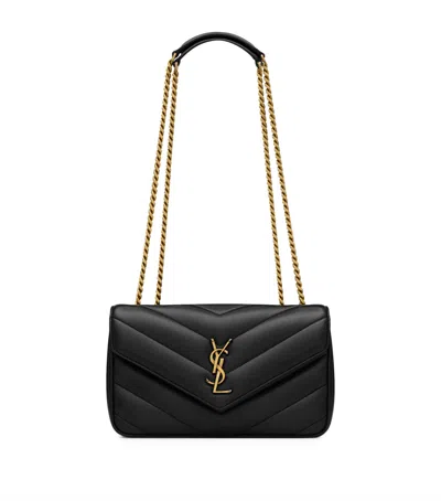 Saint Laurent Small Leather Loulou Shoulder Bag In Black