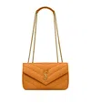 Saint Laurent Small Leather Loulou Shoulder Bag In Brown