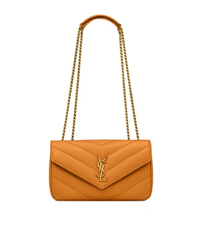 Saint Laurent Small Leather Loulou Shoulder Bag In Brown