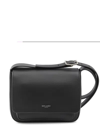 Saint Laurent Small Leather Messenger Bag In Black