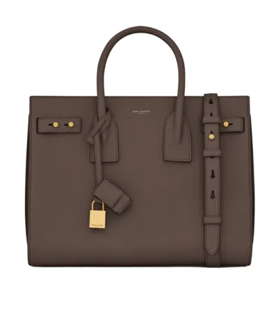 Saint Laurent Small Logo Handbag In Brown