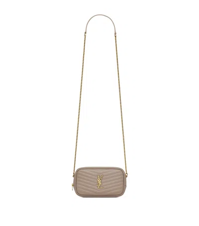 Saint Laurent Small Lou Quilted Crossbody Bag In Beige