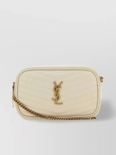 Saint Laurent Small Lou Quilted Shoulder Bag In White
