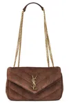 Saint Laurent Brown Coffee Loulou Small Shoulder Bag In Brown