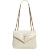 Saint Laurent Small Loulou Chain Leather Shoulder Bag In Crema Soft/crem
