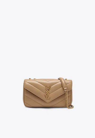Saint Laurent Small Loulou Leather Bag In Sand